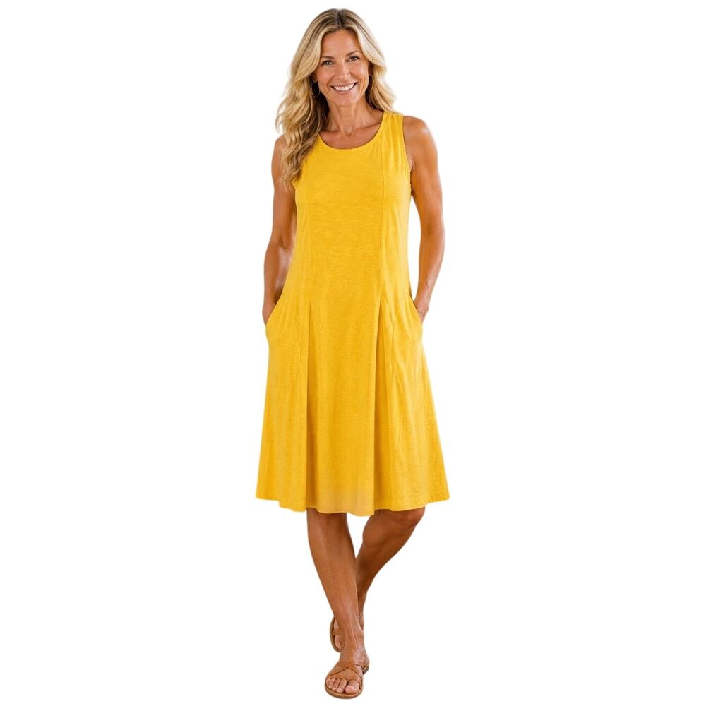 J. Jill Mustard Yellow Sleeveless Cotton Tank Dress Size XL Petite